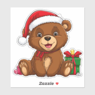 Adorable Christmas Bear With Santa Hat