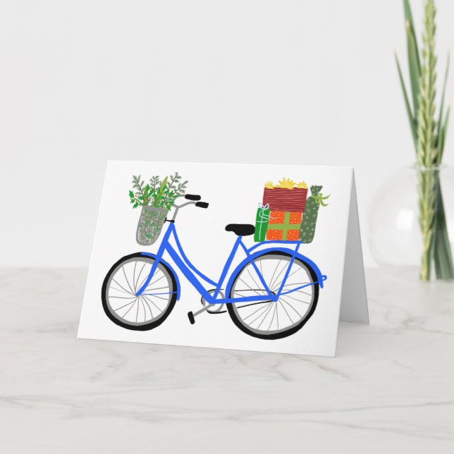 Adorable Christmas Bicycle Holiday Xmas Gifts Card (Front)