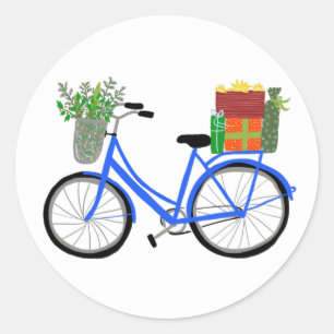 Adorable Christmas Bicycle Holiday Xmas Gifts Classic Round Sticker