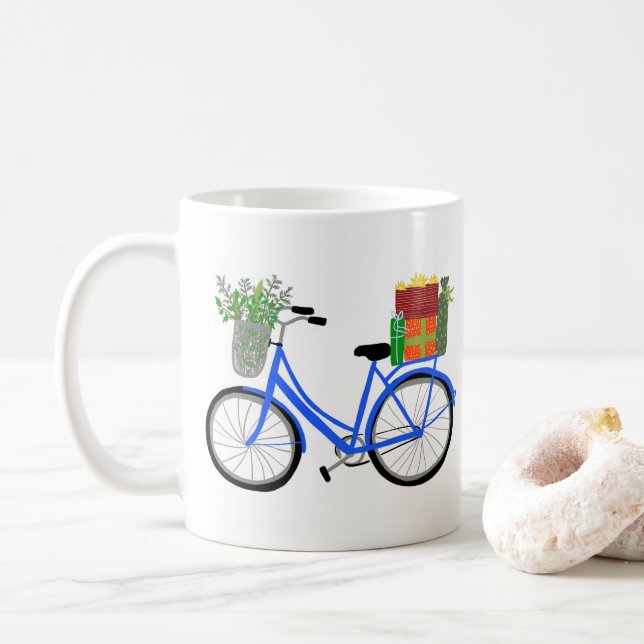 Adorable Christmas Bicycle Holiday Xmas Gifts Coffee Mug (With Donut)
