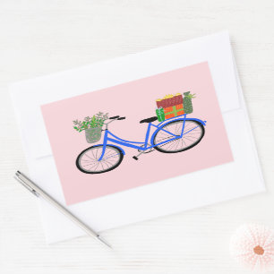 Adorable Christmas Bicycle Holiday Xmas Gifts Rectangular Sticker