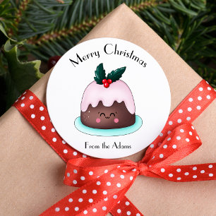 Adorable Christmas Cake Cute Kawaii Classic Round Sticker