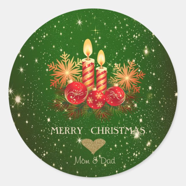 Adorable Christmas Candles,Balls,Pines Classic Round Sticker (Front)