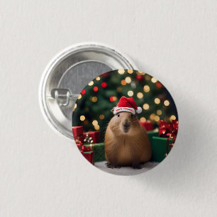 Adorable Christmas Capybara, 3 Cm Round Badge