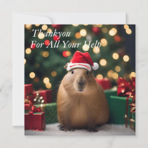Adorable Christmas Capybara, Thank You Card