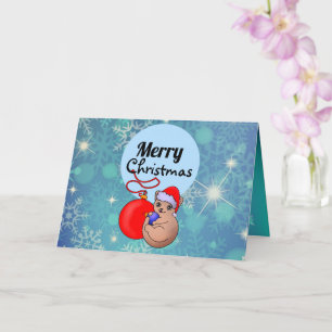 Adorable Christmas Cat in Snowy Santa Hat Card