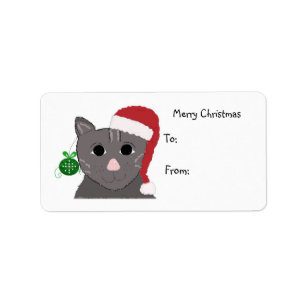 Adorable Christmas Cat Label