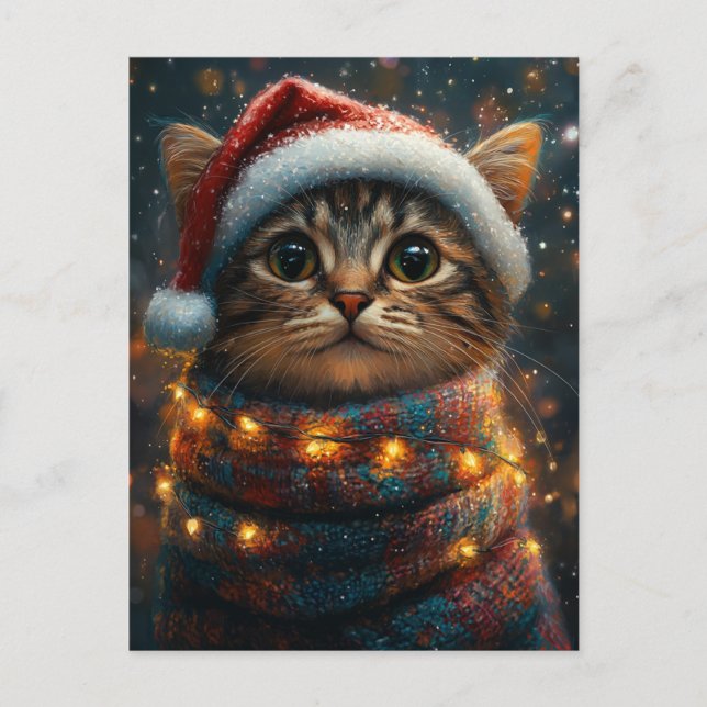 Adorable Christmas Cat Postcard (Front)