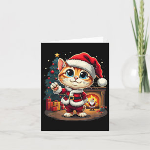 Adorable Christmas Cat Santa Claus Lovely Xmas Kit Card