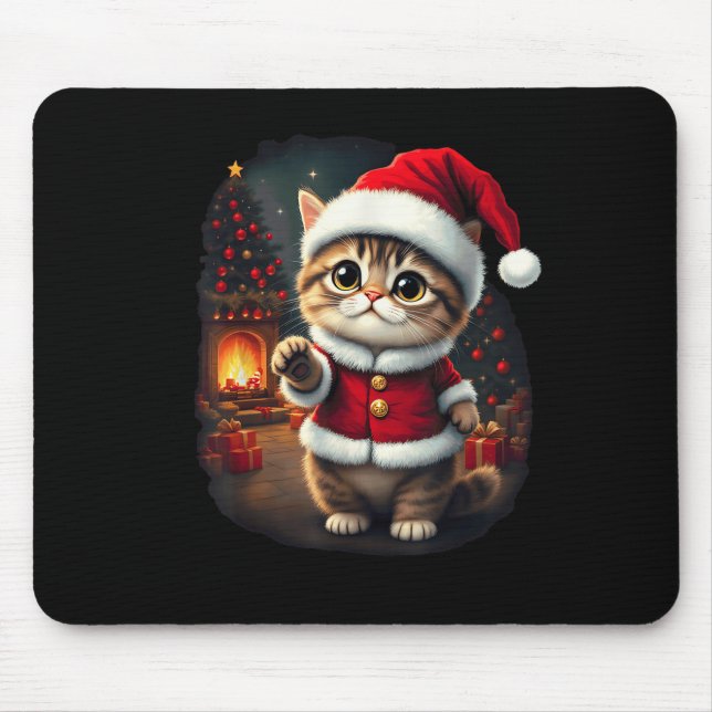 Adorable Christmas Cat Santa Claus Lovely Xmas Kit Mouse Mat (Front)