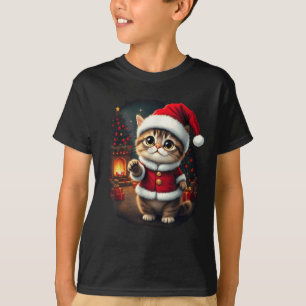 Adorable Christmas Cat Santa Claus Lovely Xmas Kit T-Shirt