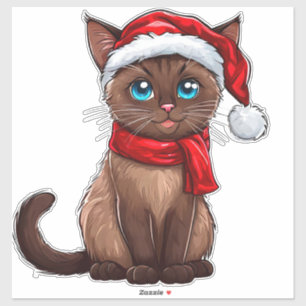 Adorable Christmas Cat Wearing a Santa Hat