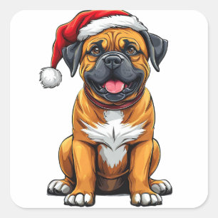 Adorable Christmas Dog Square Sticker