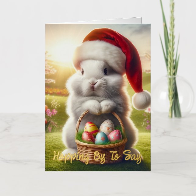 Adorable Christmas Easter Rabbit Foil Greeting Card (Front)