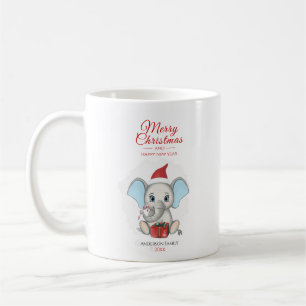 Adorable Christmas Elephant   Personalised Coffee Mug