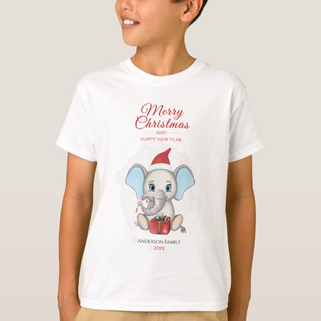 Adorable Christmas Elephant | Personalised T-Shirt (Front)
