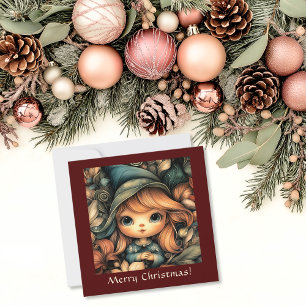 Adorable Christmas Elf Customisable Holiday Card