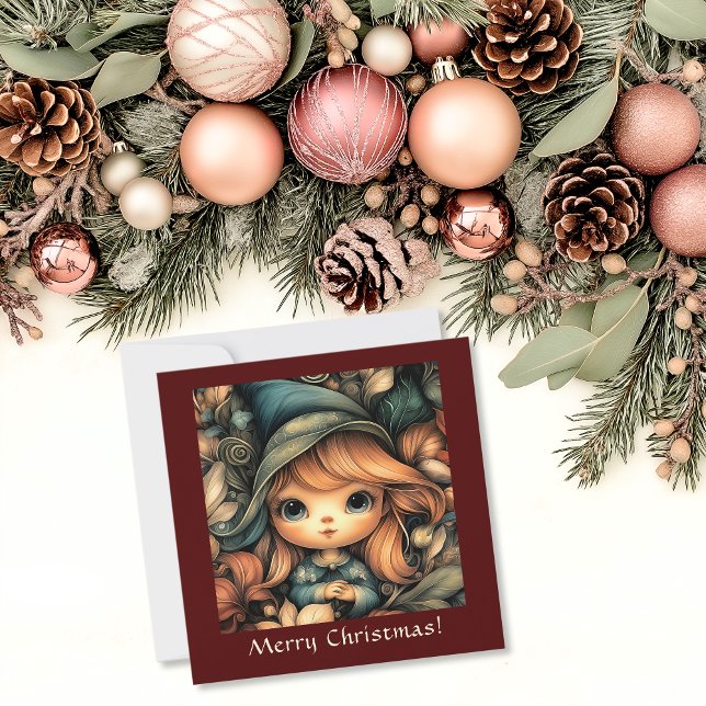 Adorable Christmas Elf Customisable Holiday Card (Adorable Christmas Elf Customizable Holiday Card)