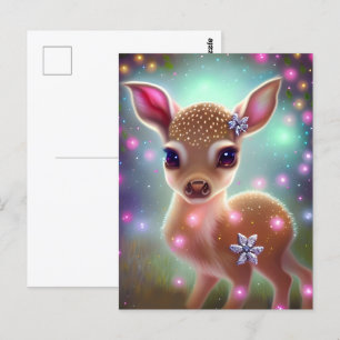Adorable Christmas Fawn Postcard
