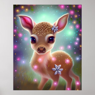 Adorable Christmas Fawn Poster