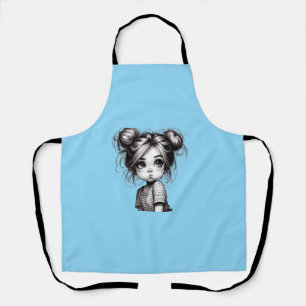 Adorable Christmas Girl with Pout - Cute Gift Idea Apron