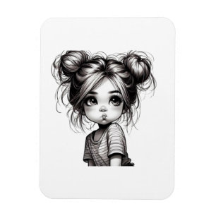 Adorable Christmas Girl with Pout - Cute Gift Idea Magnet