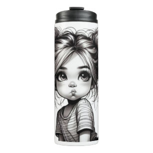 Adorable Christmas Girl with Pout - Cute Gift Idea Thermal Tumbler