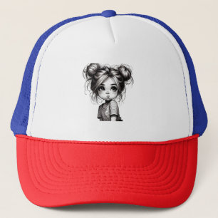 Adorable Christmas Girl with Pout - Cute Gift Idea Trucker Hat