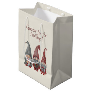 Adorable Christmas Gnomes with Holiday Cheer  Medium Gift Bag