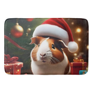 Adorable Christmas Guinea Pig, Bath Mat