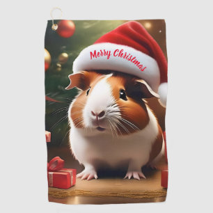 Adorable Christmas Guinea Pig, Golf Towel