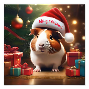 Adorable Christmas Guinea Pig,  Photo Print