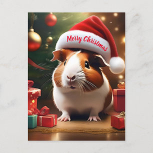 Adorable Christmas Guinea Pig,  Postcard