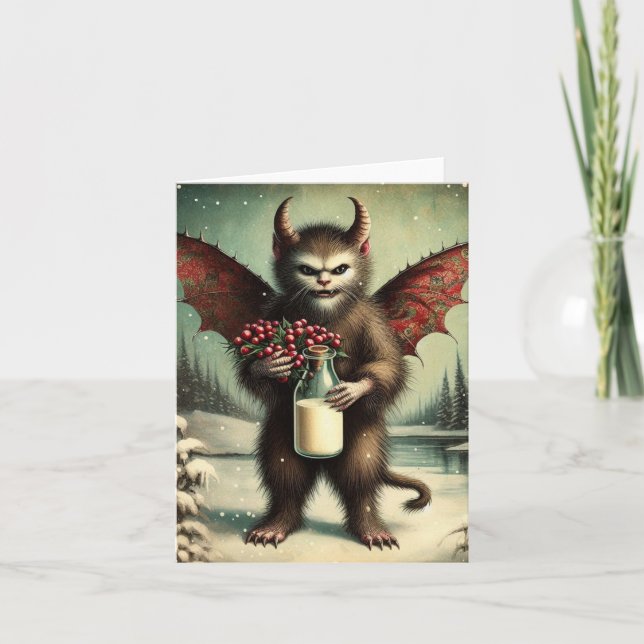 Adorable Christmas Horror Kitty Fairy  Card (Front)