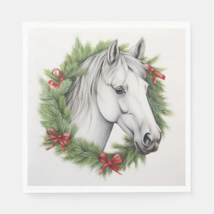 Adorable Christmas Horse Design Napkin