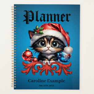 Adorable Christmas kitten. Planner