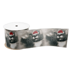 Adorable Christmas Kitten Satin Ribbon