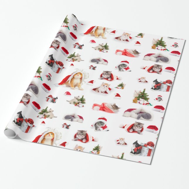 Adorable Christmas Kittens  Wrapping Paper (Unrolled)