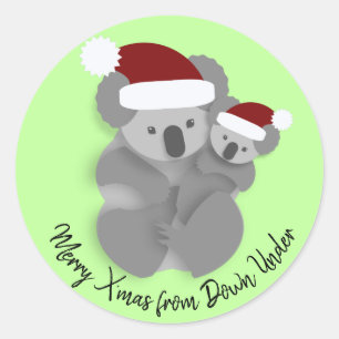 Adorable Christmas Koala and Joey Classic Round Sticker