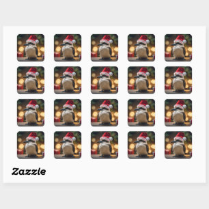 Adorable Christmas Kookaburra, Square Sticker