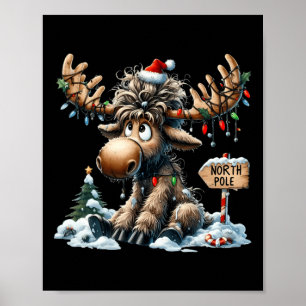 Adorable Christmas Moose Merry Christmoose Men Wom Poster