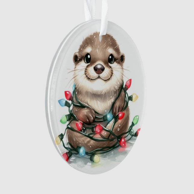 Adorable Christmas Otter Ornament (Front)