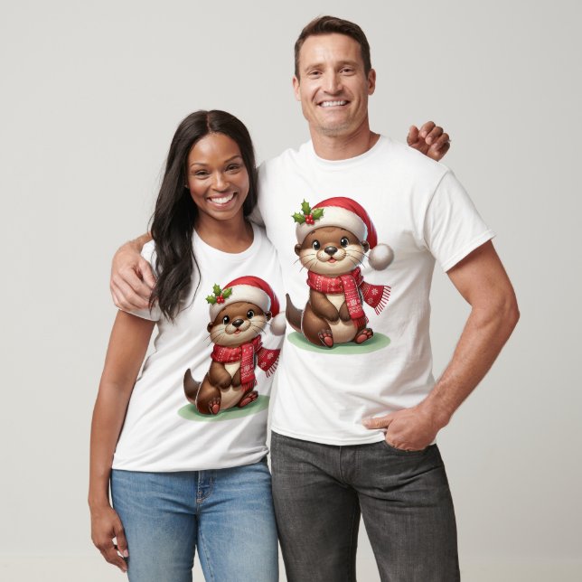 Adorable Christmas Otter  T-Shirt (Unisex)