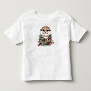 Adorable Christmas Otter Toddler T-Shirt