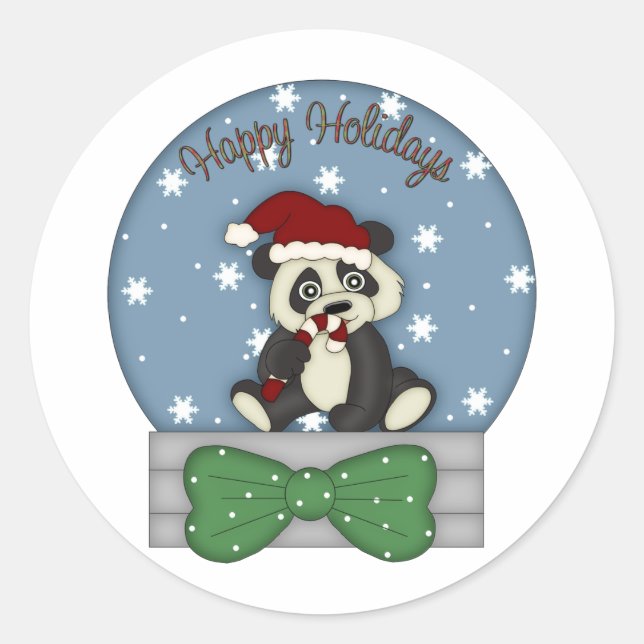 Adorable Christmas Panda Tees and Gifts Classic Round Sticker (Front)