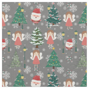 Adorable Christmas pattern for her girly green red Fabric