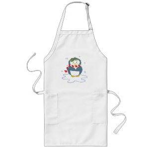 Adorable Christmas Penguin Long Apron