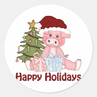 Adorable Christmas Pig Tees and Gifts Classic Round Sticker