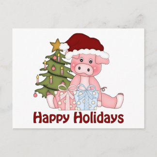 Adorable Christmas Pig Tees and Gifts Holiday Postcard