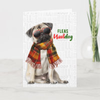 Adorable Christmas Pug Dog Funny Fleas Navidog